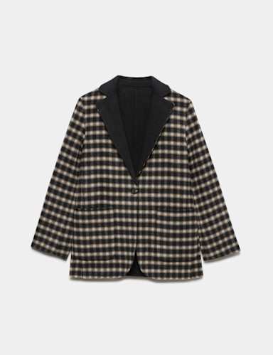 Double Faced Pure Wool Checked Reversible Blazer.