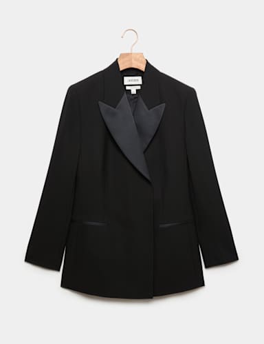 Pure Wool Tailored Tuxedo Longline Blazer.