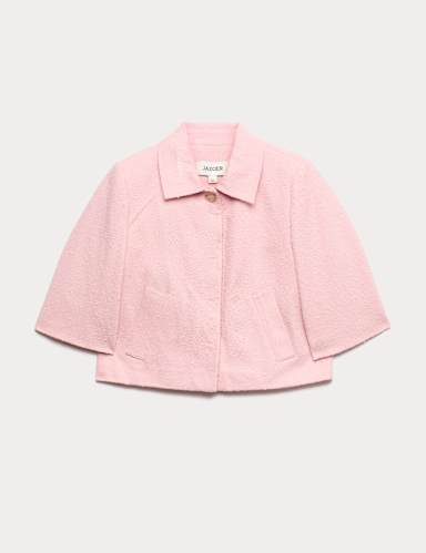 Pure Cotton Textured Trucker Jacket.