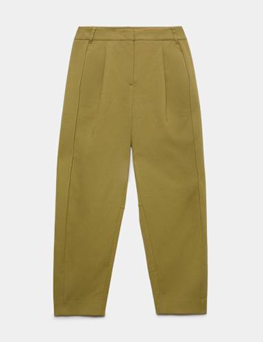 Cotton Modal Barrel Leg Trousers.