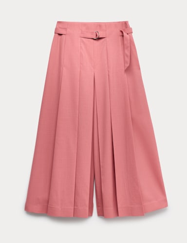 Wool Rich Belted Wide Leg Culottes.