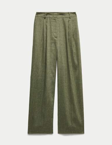 Linen Rich Wide Leg Trousers with Wool.