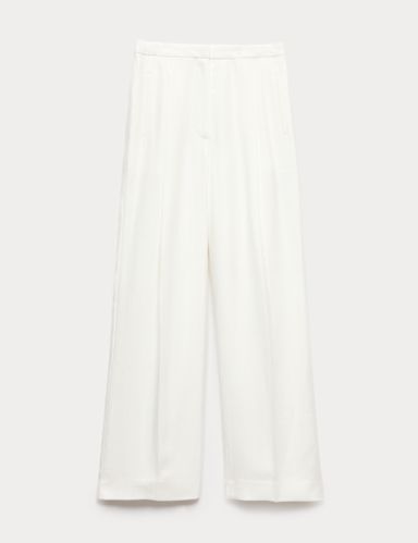 Pleat Front Wide Leg Trousers.