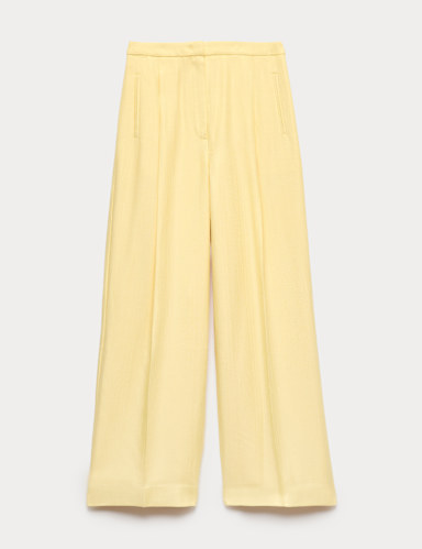 Pleat Front Wide Leg Trousers.