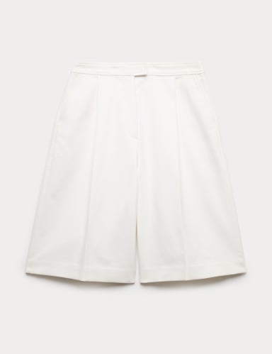 Cotton Rich Pleat Front Tailored Shorts.