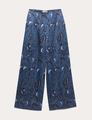 Printed Straight Leg Trousers.
