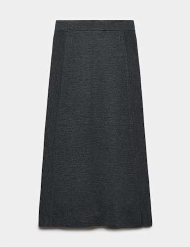 Pure Merino Wool Knitted Column Skirt.