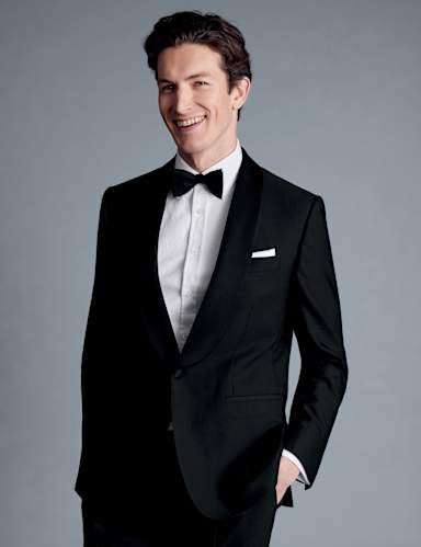 Regular Fit Super 120's Wool Tuxedo Jacket.