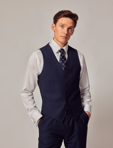 Slim Fit Pure Wool Twill Waistcoat.