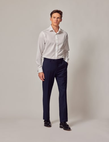 Slim Fit Pure Wool Trousers.
