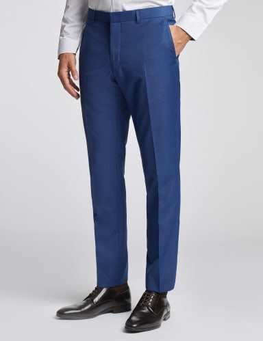 Slim Fit Wool Rich Sharkskin Suit Trousers.