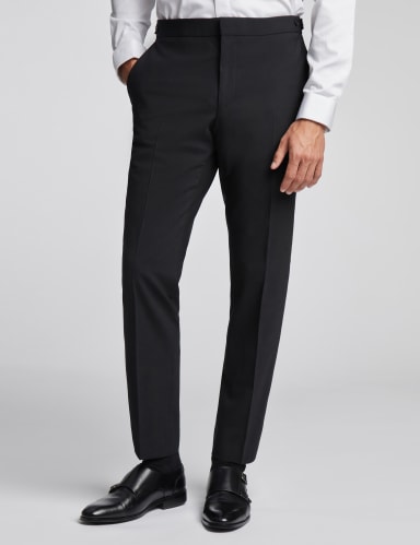 Slim Fit Wool Rich Flat Front Trousers.