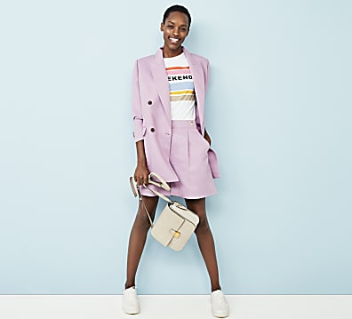 How to wear a lilac shorts suit right now Marks Spencer