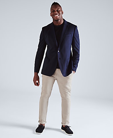 Black suit jacket navy pants best sale