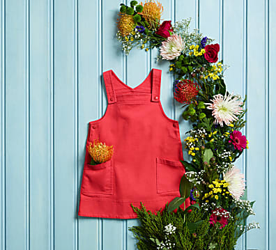 Ladies red pinafore dress hotsell