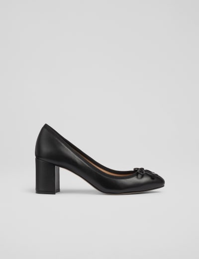 Leather court shoes block heel on sale