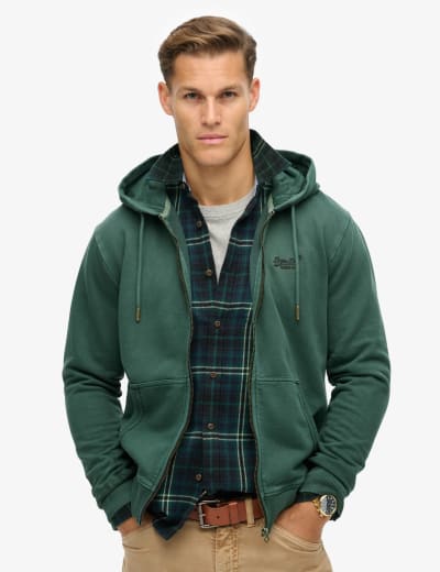Cotton Rich Zip Up Hoodie Superdry M S