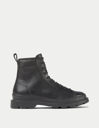 Leather Biker Lace Up Cleated Ankle Boots Jones Bootmaker M S