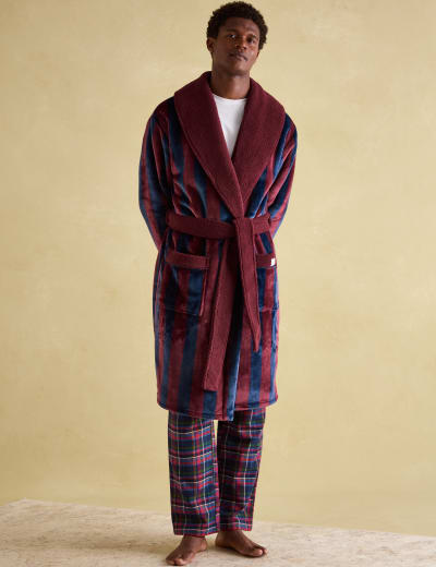 Striped towelling dressing gown online
