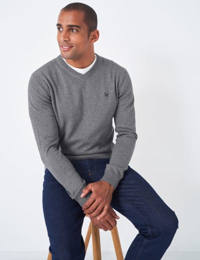 Pure Cotton V Neck Knitted Jumper M S Collection M S