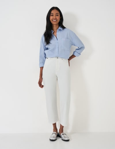 High Waisted Slim Fit Cropped Jeans M S Collection M S