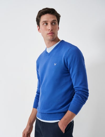 Pure Cotton V Neck Knitted Jumper M S Collection M S