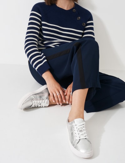 M&s white leather trainers online