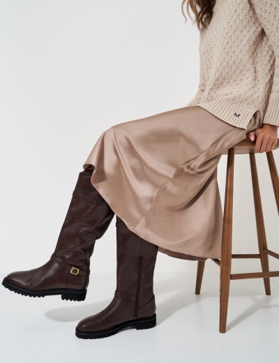 Leather high boots uk outlet