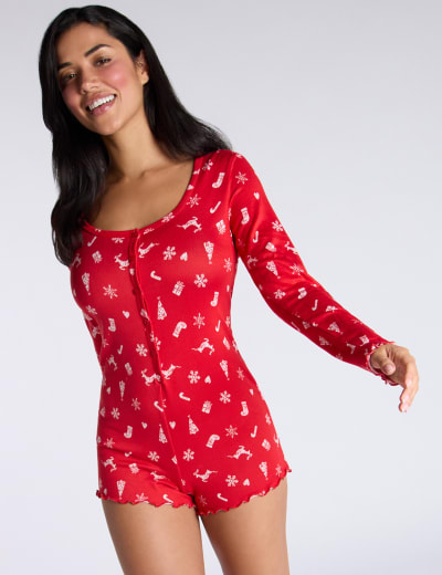 Ribbed Fairisle Christmas Pyjama Playsuit Boux Avenue M S