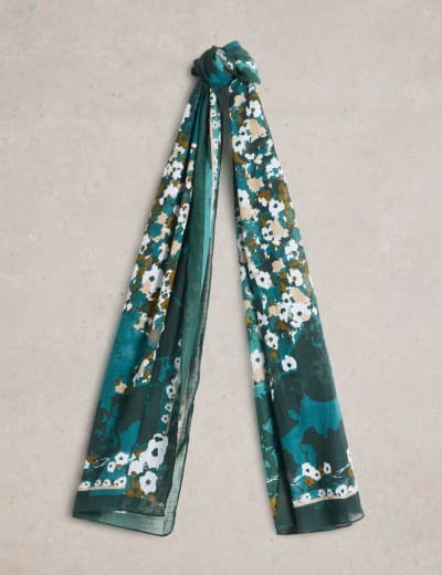 Cotton Blend Floral Scarf White Stuff M S
