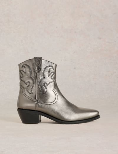 Leather Snakeskin Block Heel Ankle Boots Per Una M S