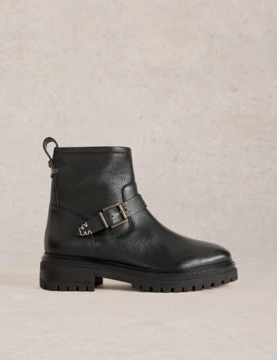 Biker Buckle Flatform Ankle Boots M S Collection M S