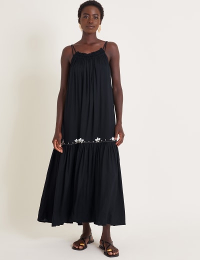Linen Rich V Neck Strappy Midaxi Slip Dress M S Collection M S