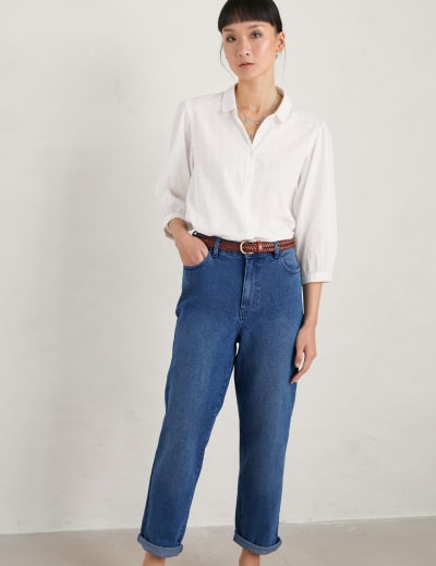 M&s ladies white cropped trousers online