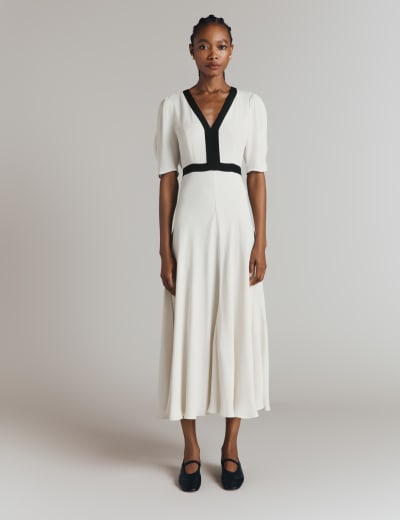 Pure Cotton Embroidered Skater Tiered Dress Monsoon M S