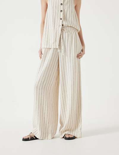 Pure Linen Wide Leg Trousers | M&S Collection | M&S