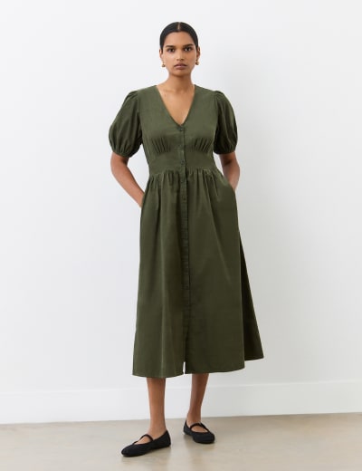 Pure Cotton V-Neck Midaxi Waisted Dress | Nobody's Child | M&S