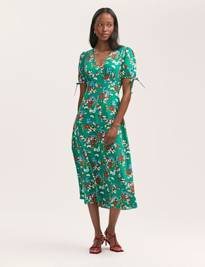 【関税込】PhaseEight ワンピース☆Janina Floral Pleat Midi Dr Phase Eight Janina Floral Pleat Midi Dress, Pink/Multi
