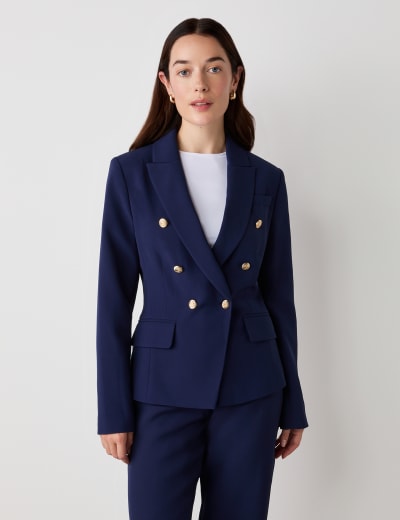 Tweed Tailored Houndstooth Blazer with Wool M S Collection M S