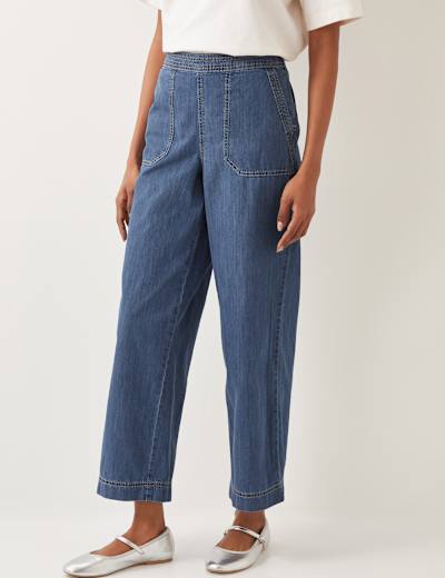 【HONIZ】Pad Pintuck Denim Pants Jeansy Pinko Wanda Typu Wide Leg Niebieskie - EGO IST IN