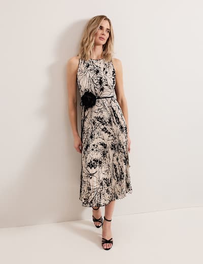 Floral Cowl Neck Pleated Midi Skater Dress | Phase Eight | M&S