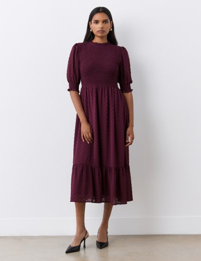 Satin Printed Round Neck Maxi Dress Per Una M S