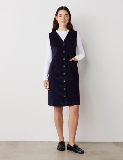 Cord Round Neck Knee Length Shift Dress White Stuff M S