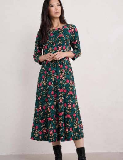 Jacquard Floral Maxi Waisted Dress White Stuff M S