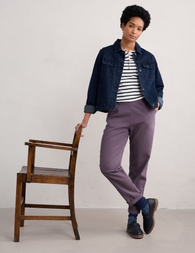 Cotton Blend Slim Fit Cropped Trousers M S Collection M S