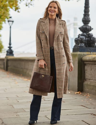 M&s checked coat store