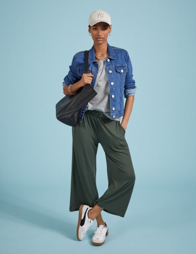 Marks and spencer wide leg cropped trousers clearance