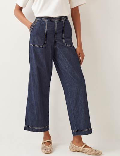 【I AM MARI】Andy Pintuck Wide Denim Pants Lyocell Blend Pintuck Wide Leg Jeans | Per Una | M&S IE