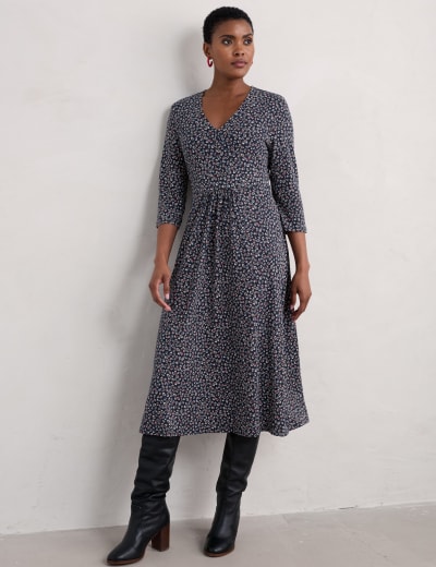 Polka Dot Jersey Collared Midi Shirt Dress Monsoon M S