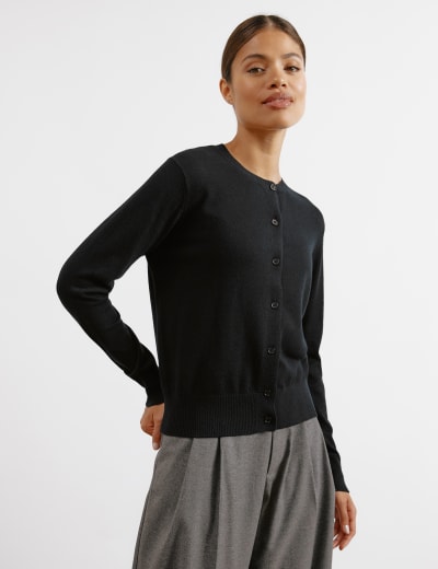 Pure Merino Wool Crew Neck Cardigan M S Collection M S